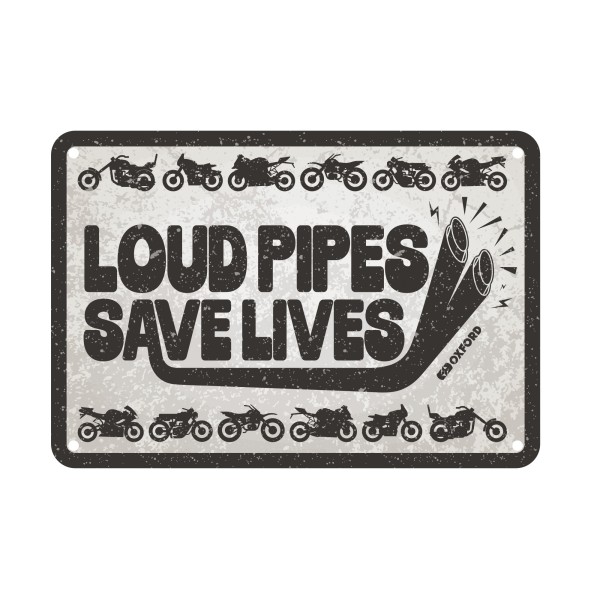 Oxford Oxford garage metal sign: loud pipes save lives